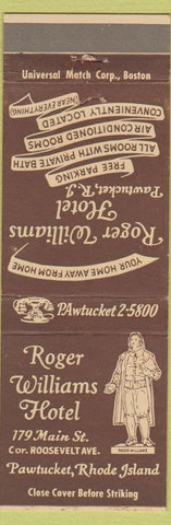 Matchbook Cover - Roger Williams Hotel Pawtucket RI