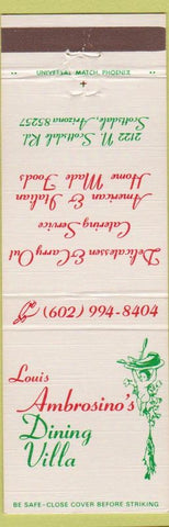 Matchbook Cover - Louis Ambrosio's Dining Villa Scottsdale AZ CREASE