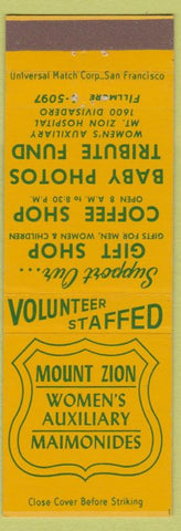 Matchbook Cover - Mount Zion Women's Auxiliary Hospital San Francisco? CA