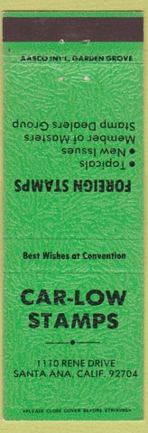 Matchbook Cover - Car Low Stamps Santa Ana CA Stamp Collecting
