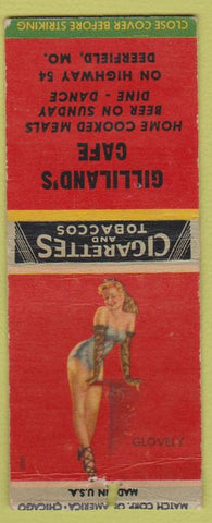 Matchbook Cover - Gilliland's Cafe Deerfield MO pinup BOBTAIL