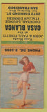 Matchbook Cover - Casa Blanca Italian San Francisco CA WORN pinup BOBTAIL