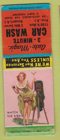 Matchbook Cover - Auto Magic Minute Car Wash Providence Newport RI pinup BOBTAIL