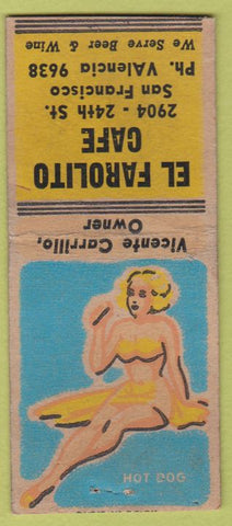 Matchbook Cover - El Farolito Cafe San Francisco CA pinup BOBTAIL