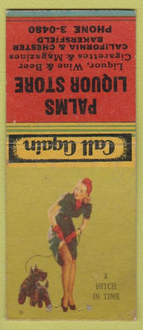Matchbook Cover - Palms Liquor Store Bakersfield CA pinup BOBTAIL