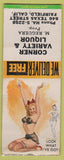 Matchbook Cover - Corner Variety Liquor Fairfield CA pinup BOBTAIL