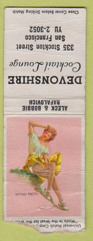 Matchbook Cover - Devonshire Lounge San Francisco CA POOR pinup BOBTAIL