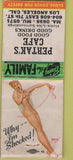 Matchbook Cover - Pertak's Cafe Los Angeles CA pinup BOBTAIL