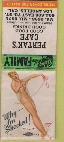 Matchbook Cover - Pertak's Cafe Los Angeles CA pinup BOBTAIL