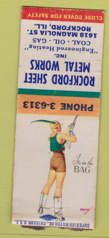 Matchbook Cover - Rockford Sheet Metal IL pinup BOBTAIL
