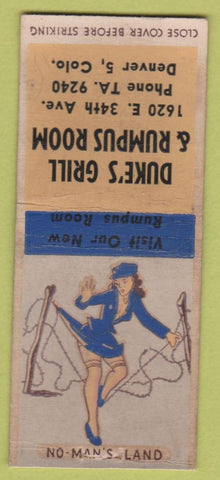 Matchbook Cover - Duke's Grill Denver CO pinup BOBTAIL