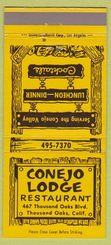 Matchbook Cover - Conejo Lodge Restaurant Thousand Oaks CA 30 Strike