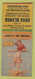 Matchbook Cover - Casa Blanca Italian San Francisco CA WORN pinup BOBTAIL