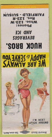 Matchbook Cover - Huck Bros Suisun Fairfield CA pinup BOBTAIL