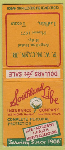 Matchbook Cover - Southland Life Insurance Lufkin TX BOBTAIL