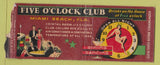 Matchbook Cover - Five O Clock Club Miami Beach FL girlie BOBTAIL