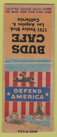 Matchbook Cover - Buds Cafe Los Angeles CA WORN BOBTAIL