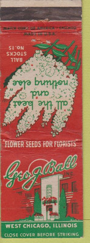Matchbook Cover - Geo G Ball Flower Seeds West Chicago IL
