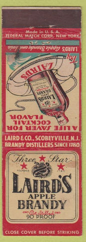 Matchbook Cover - Laird's Apple Brandy Liquor Federal'