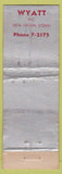 Matchbook Cover - Wyatt Coal Oil New Haven CT Federal