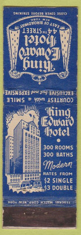 Matchbook Cover - King Edward Hotel New York City Federal