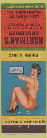 Matchbook Cover - Hartman's Groceries Harrisburg PA pinup'