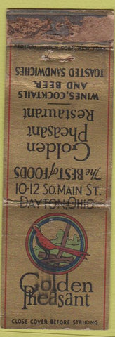 Matchbook Cover - Golden Pheasant Restaurant Dayton OH Federal POOR