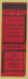 Matchbook Cover - Capitol Hotel Richmond VA Federal