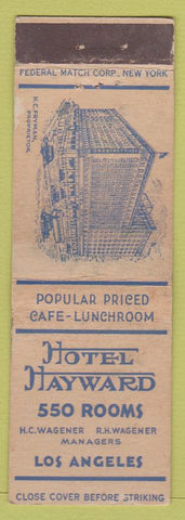 Matchbook Cover - Hotel Hayward Los Angeles CA Federal LONG