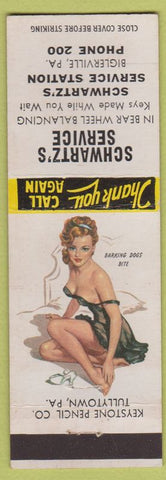 Matchbook Cover - Schwartz's Service oil gas Biglerville PA pinup'