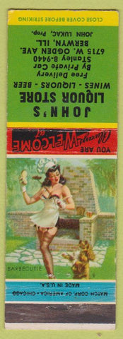 Matchbook Cover - John's Liquor Store Berwyn IL pinup BBQ'