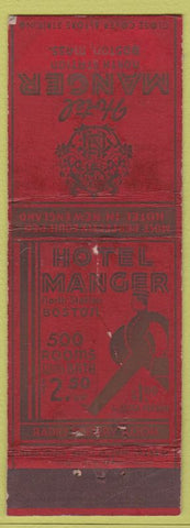 Matchbook Cover - Hotel Manger Boston MA Federal WEAR
