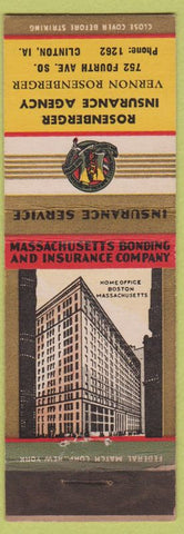Matchbook Cover - MA Insurance Co Rosenberger Clinton IA