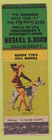 Matchbook Cover - Buck's Tavern Chicago IL pinup WEAR'
