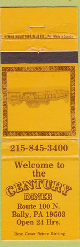 Matchbook Cover - Century Diner Bally PA