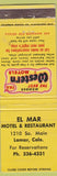 Matchbook Cover - El Mar Motel Restaurant Lamar CO WEAR