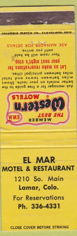 Matchbook Cover - El Mar Motel Restaurant Lamar CO WEAR