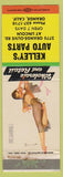 Matchbook Cover - Kelley's Auto Parts Orange CA pinup WEAR'