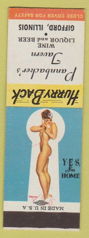 Matchbook Cover - Pannbacker's Tavern Gifford IL pinup SAMPLE'