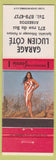 Matchbook Cover - Garage Lucien Cote Asbestos QC pinup red