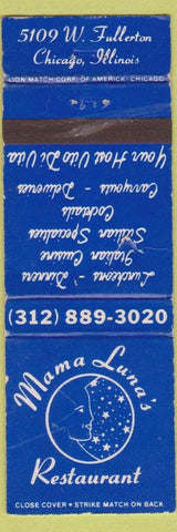Matchbook Cover - Mama Luna's Restaurant Chicago IL girlie WORN'