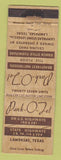 Matchbook Cover - Park O Tel Motel Lampasas TX WEAR