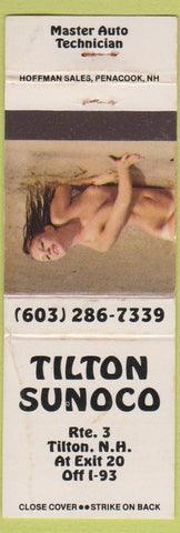 Matchbook Cover - Tilton Sunoco oil gas Tilton NH pinup WEAR