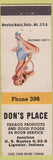 Matchbook Cover - Don's Place Ligonier IN Texaco oil gas pinup'
