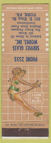 Matchbook Cover - Service Glass Works York PA pinup