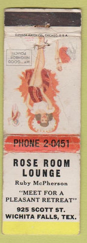 Matchbook Cover - Rose Room Lounge Wichita Falls TX pinup POOR