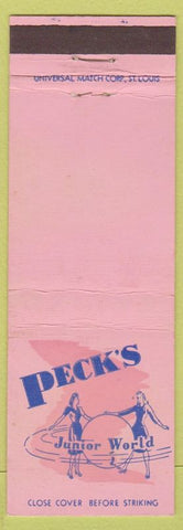 Matchbook Cover - Peck's Junior World Women's Clothes girlie'