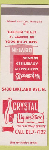 Matchbook Cover - Crystal Liquor Store MN SAMPLE