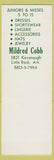 Matchbook Cover - Mildred Cobb Little Rock AR Women's Clothes SAMPLE'