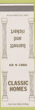 Matchbook Cover - Classic Homes Barnett Rickert SAMPLE